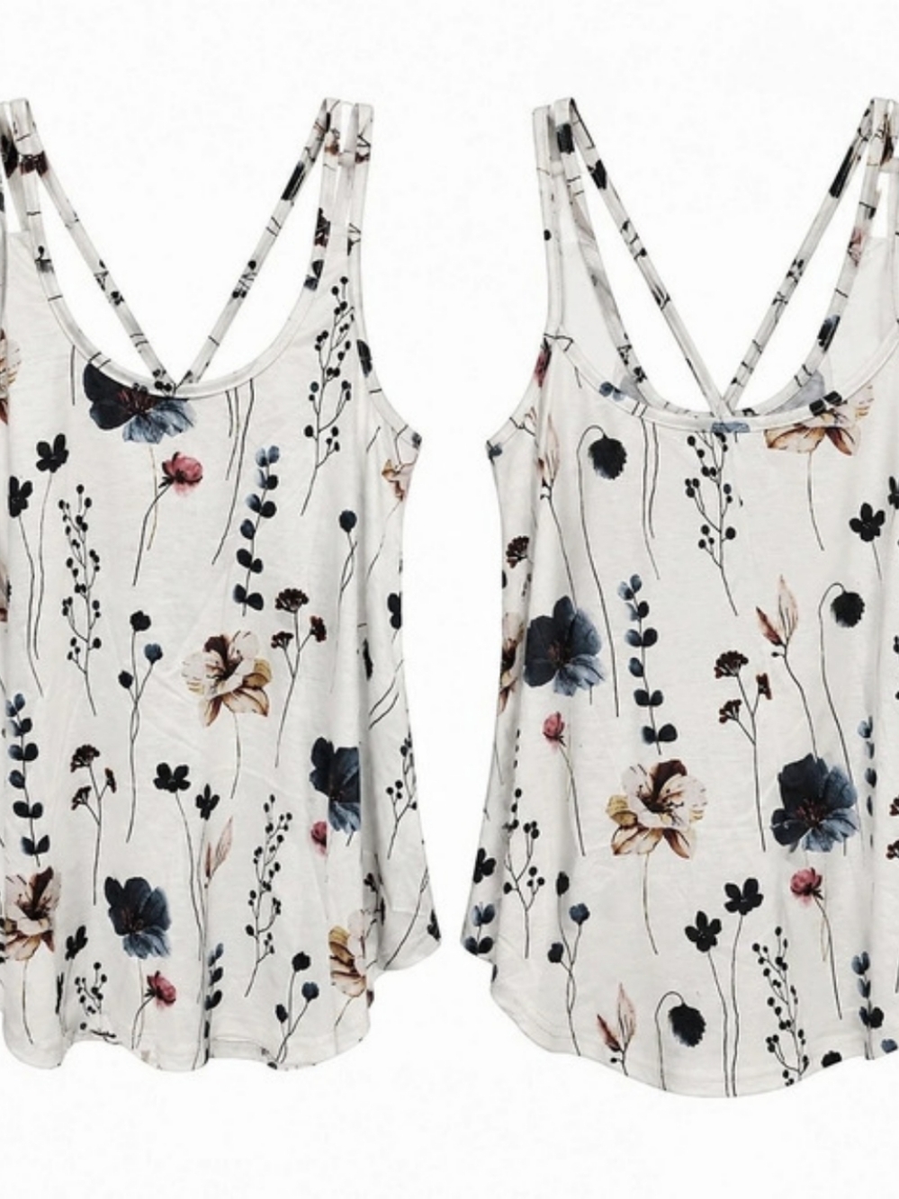 Floral Tank Top in White & Black Like New